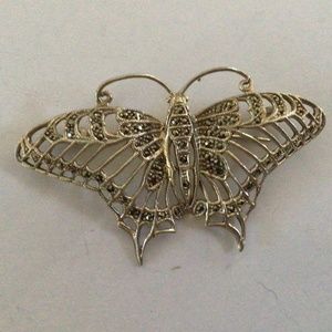 Sterling Marcasite Butterfly Brooch